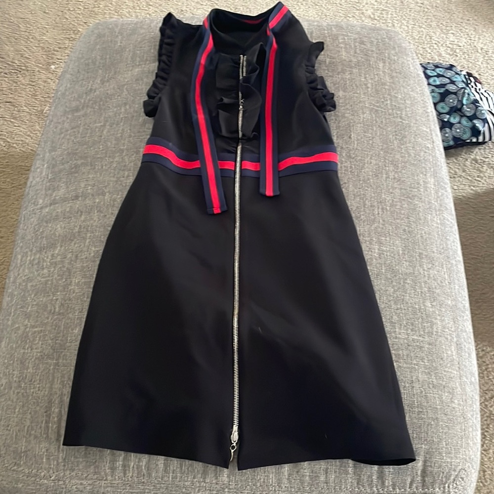 Elegant Black Dress with Red Accents